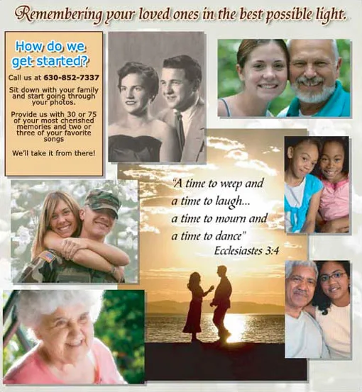 A memorial montage with family photographs